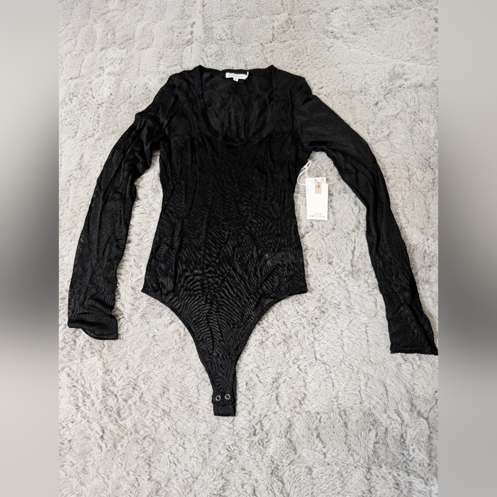 Good American Black Mesh Bodysuit Size 2